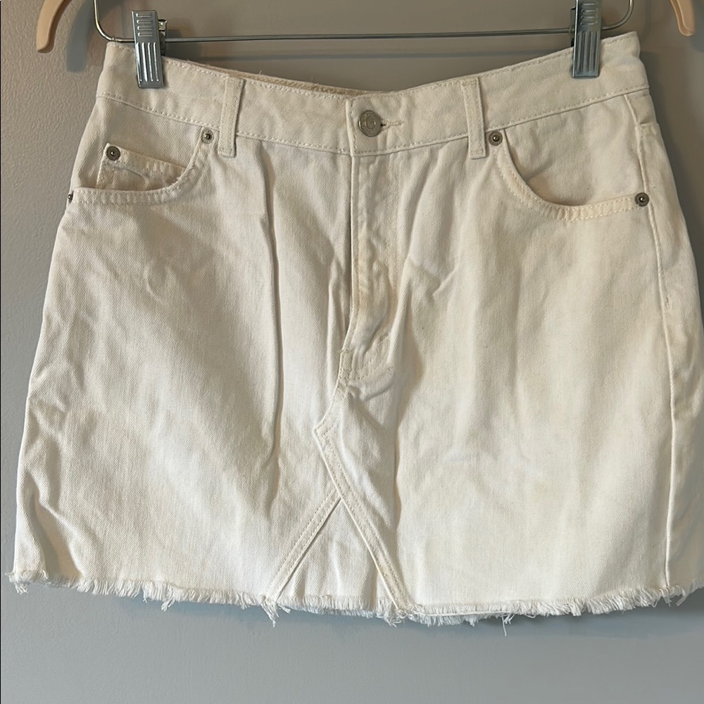 Topshop Cream Denim Skirt
